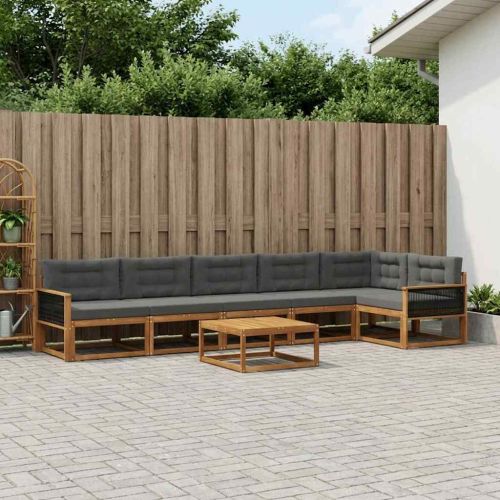 Комплект дивани за открито 7 pcs Натурален и Антрацит