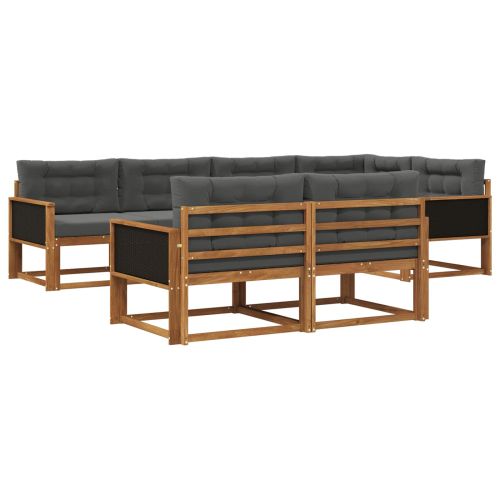 Комплект дивани за открито 7 pcs Натурален и Антрацит