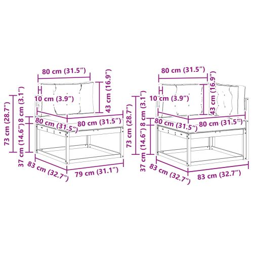 Комплект дивани за открито 8 бр. Натурален и Антрацит