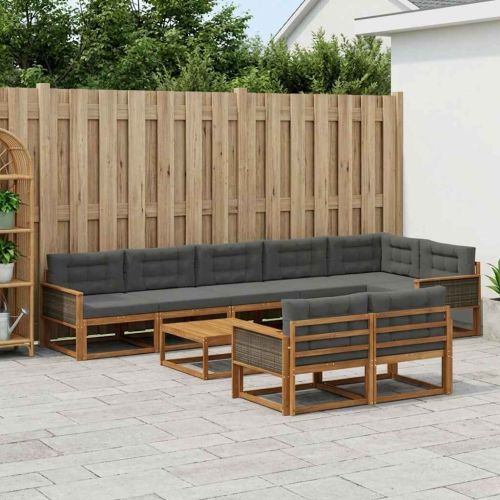 Комплект дивани за открито 9 pcs Натурален и Антрацит