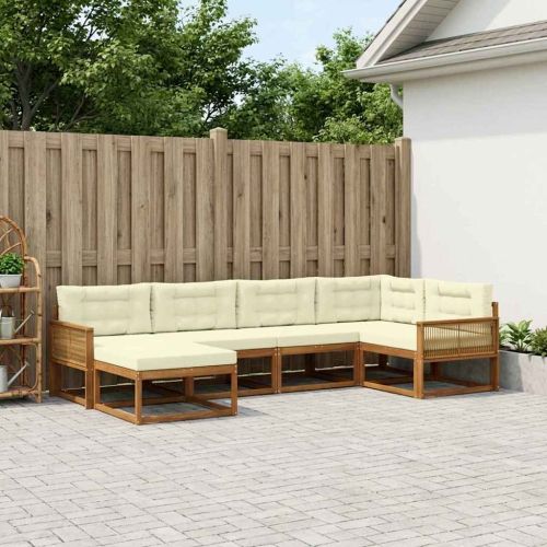 Комплект дивани за открито 6 pcs Натурален и Крема