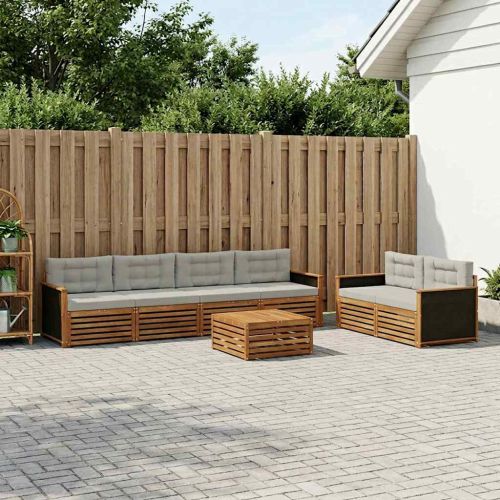 Комплект дивани за открито 7 pcs Натурално и светлосиво