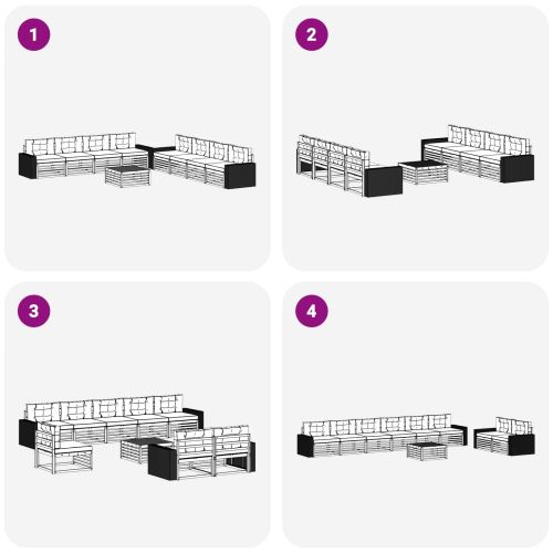 Комплект дивани за открито 9 pcs Натурален и Крема Полиестер