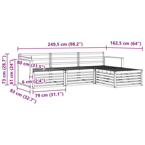 Комплект дивани за открито 4 pcs Натурално