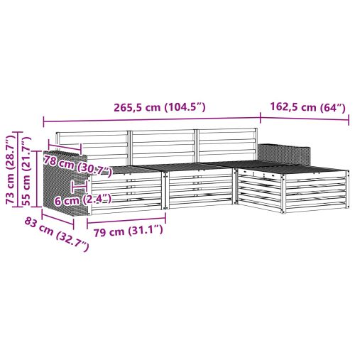 Комплект дивани за открито 4 pcs Натурално