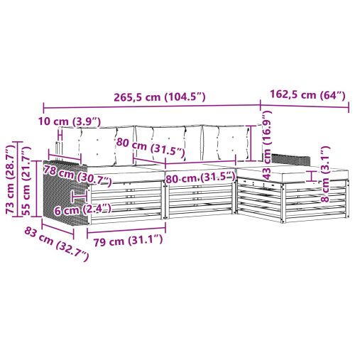 Комплект дивани за открито 4 pcs Натурално и светлосиво