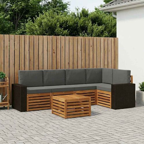 Комплект секционен диван 6 pcs Натурален и Антрацит