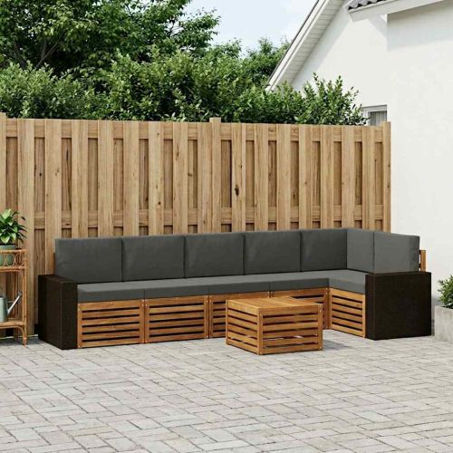 Комплект секционен диван 7 pcs Натурален и Антрацит