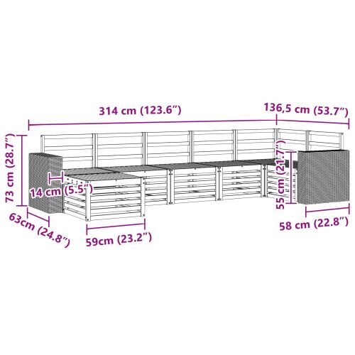 Комплект секционен диван 7 pcs Натурално