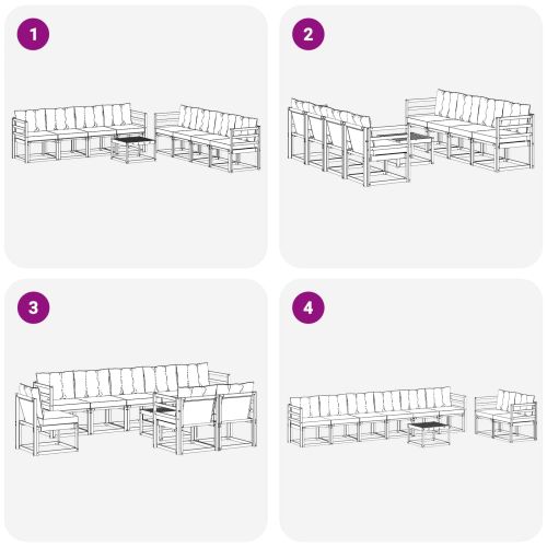 Комплект дивани за открито 9 pcs Бяло и светлосиво