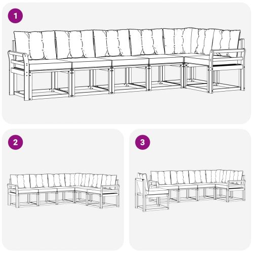 Комплект дивани за открито 6 pcs Бяло и светлосиво