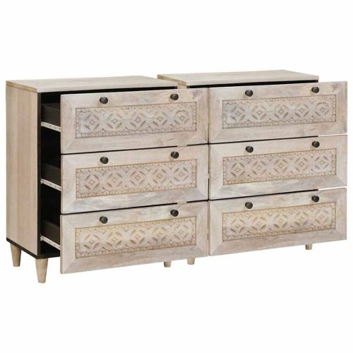 Служебен шкаф 2 pcs Бяло 120 x 33,5 x 75 см мангово дърво масив