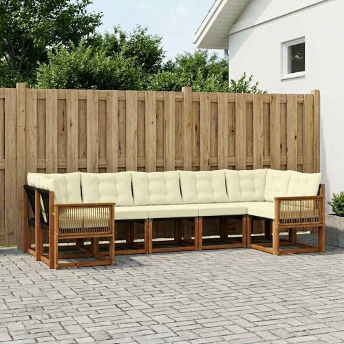 Комплект дивани за открито 7 pcs Натурален и Крема