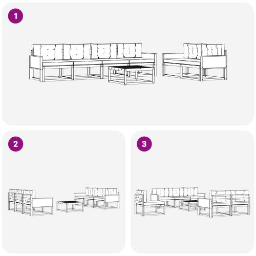 Комплект дивани за открито 7 pcs Натурален и Антрацит