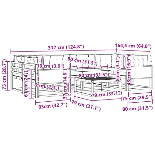 Комплект дивани за открито 7 pcs Натурален и Антрацит