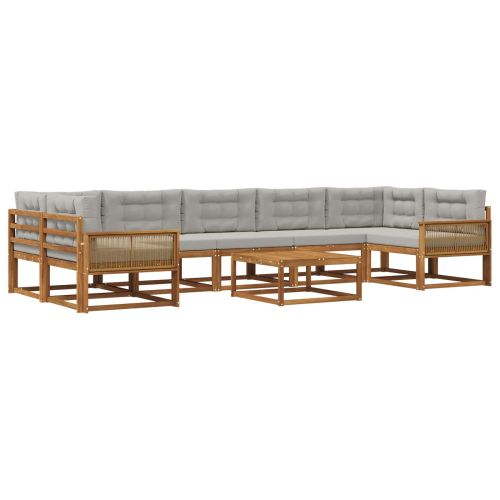 Комплект дивани за открито 8 pcs Естествено и светлосиво