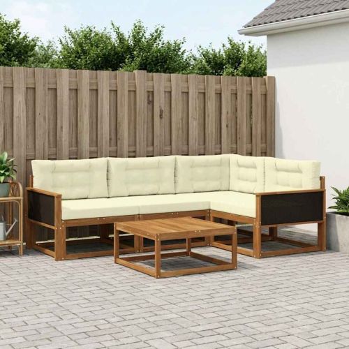 Комплект дивани за открито 5 pcs Натурален и Крема