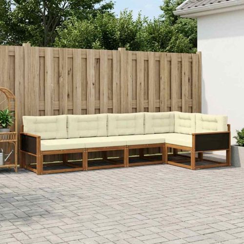 Комплект дивани за открито 5 pcs Натурален и Крема