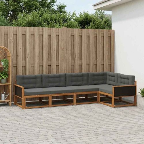 Комплект дивани за открито 5 pcs Натурален и Антрацит