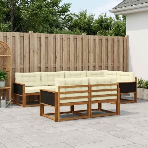 Комплект дивани за открито 8 pcs Натурален и Крема