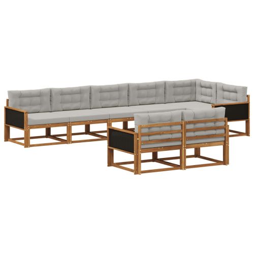 Комплект дивани за открито 8 pcs Естествено и светлосиво