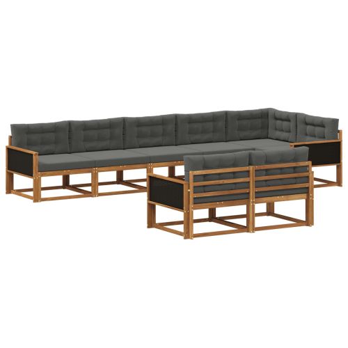 Комплект дивани за открито 8 pcs Натурален и Антрацит