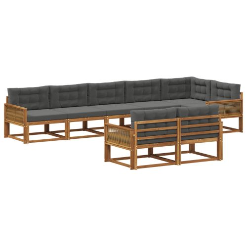 Комплект дивани за открито 8 pcs Натурален и Антрацит