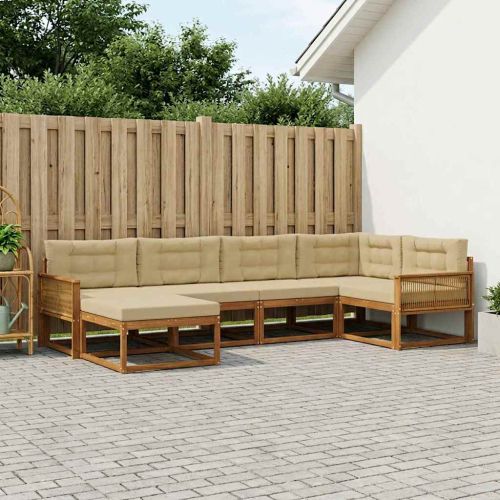 Комплект дивани за открито 6 pcs Натурален и Бежов