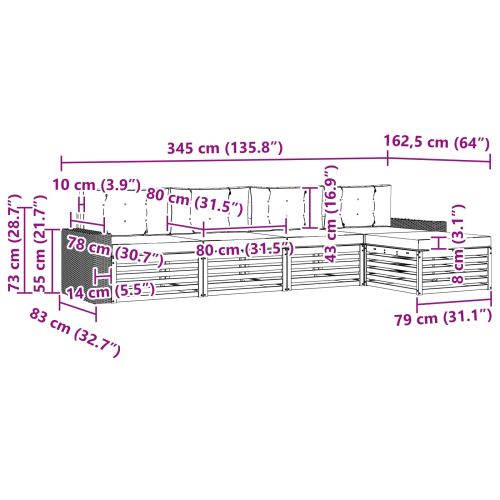 Комплект дивани за открито 5 pcs Натурален и Антрацит Полиестер