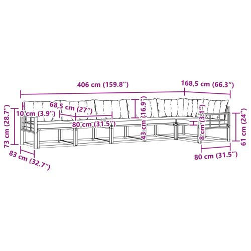 Комплект дивани за открито 6 бр. Бяло и черно