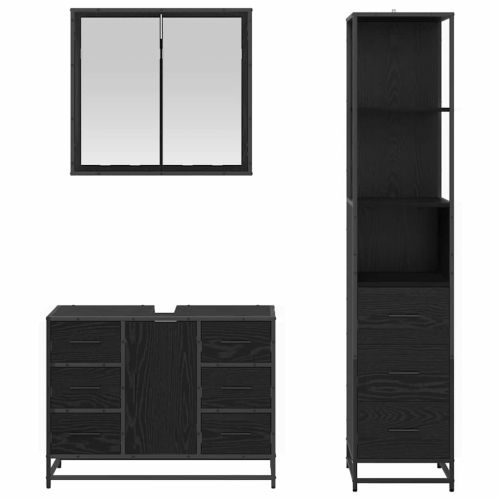 Комплект мебели за баня 3 бр. Черния дъб 80 x 33 x 60 см