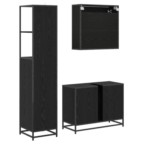 Комплект мебели за баня 3 бр. Черния дъб 80 x 33 x 60 см