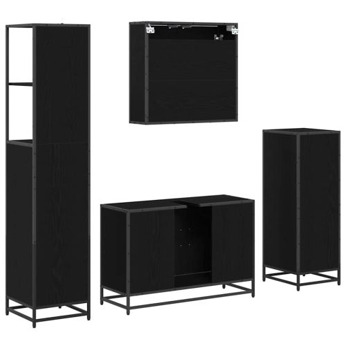 Комплект мебели за баня 4 бр. Черния дъб 90 x 33 x 60 см