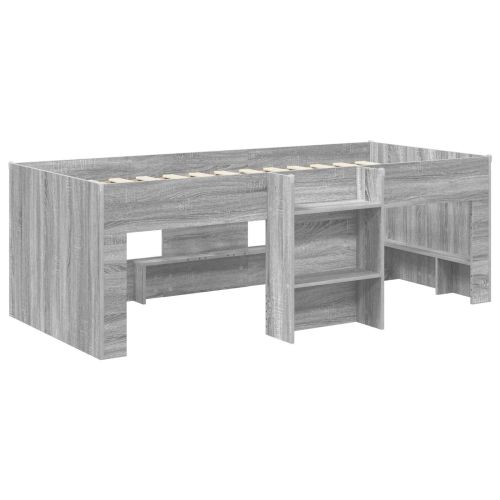 Легло за деца с висока рамка 2 pcs Сив Сонома 90 x 200 cm