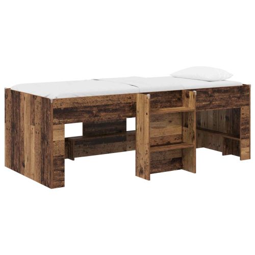 Легло за деца с висока рамка 2 pcs Старо дърво 90 x 200 cm