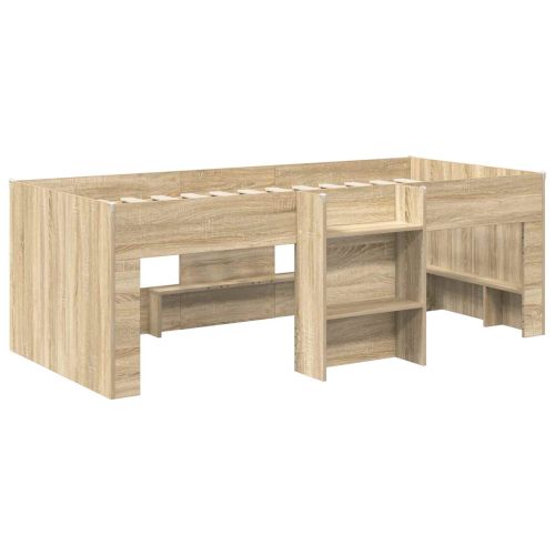 Легло за деца с висока рамка 2 pcs Дъб сонома 98.5 x 200 см