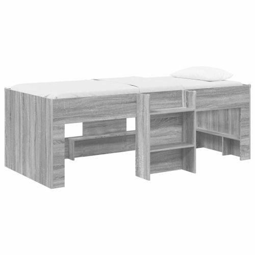 Легло за деца с висока рамка 2 pcs Сив Сонома