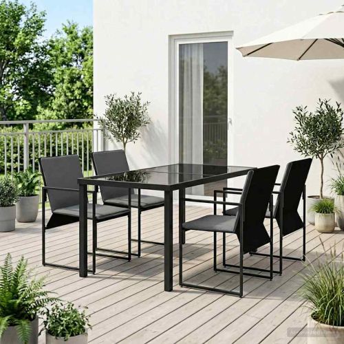 Комплект за хранене в градината 5 pcs Черно и антрацит