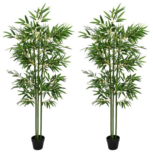 Изкуствено бамбуково дърво 2 pcs Зелено 45 x 18 x 175 см