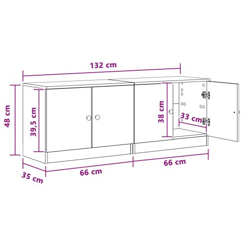 Шкаф за легло със съхранение 2 pcs Сиво Сонома 66 x 35 x 48 см
