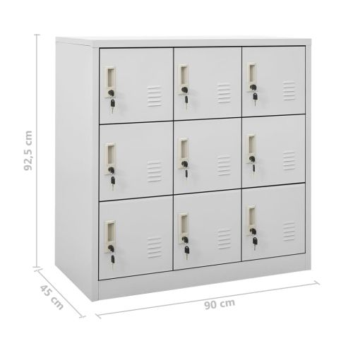 Заключващи се шкафове, 5 бр, светлосиви, 90x45x92,5 см, стомана