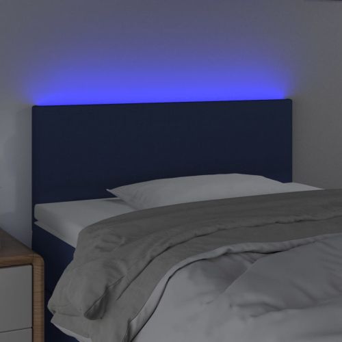 LED горна табла за легло, синя, 90x5x78/88 см, плат