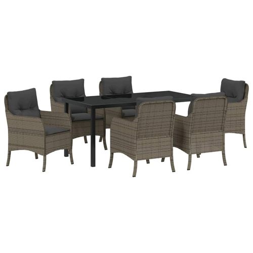 Комплект за хранене в градината 7 pcs Сив полиратан