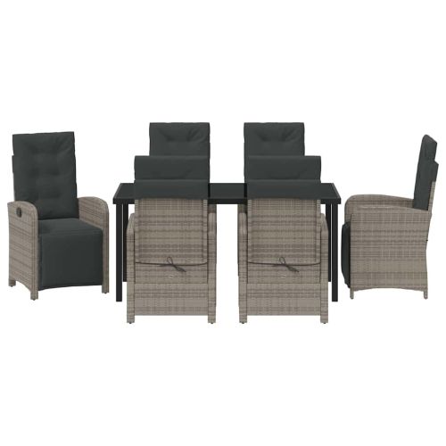Комплект за хранене в градината 7 pcs Сив полиратан