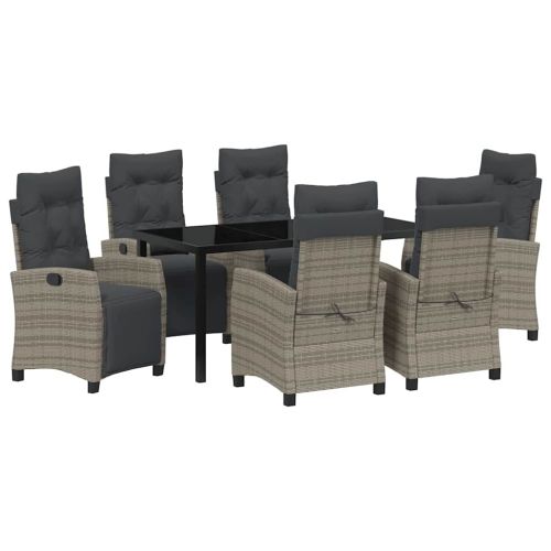 Комплект за хранене в градината 7 pcs Сив полиратан