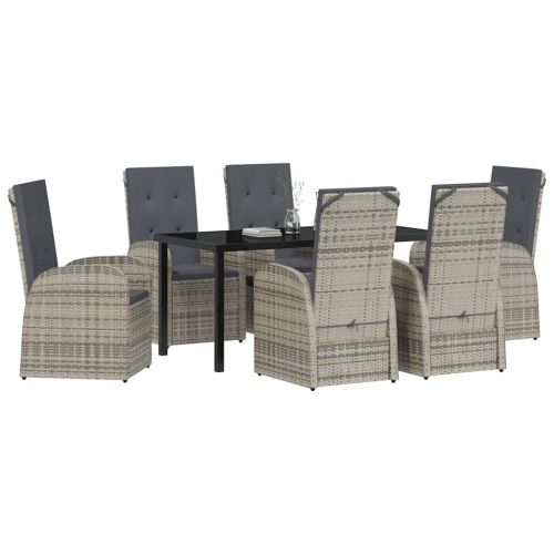 Комплект за хранене в градината 7 pcs Сив полиратан