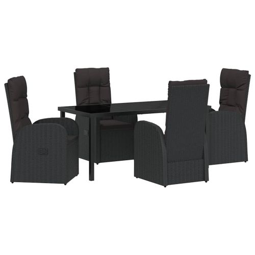 Комплект за хранене в градината 5 pcs Черно полиратан
