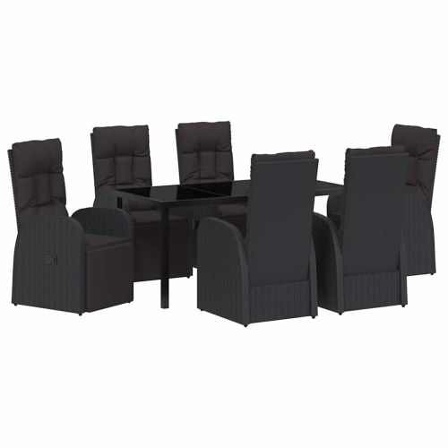 Комплект за хранене в градината 7 pcs Черно полиратан