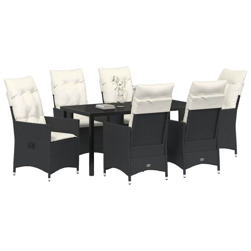 Комплект за хранене в градината 7 pcs Черно полиратан