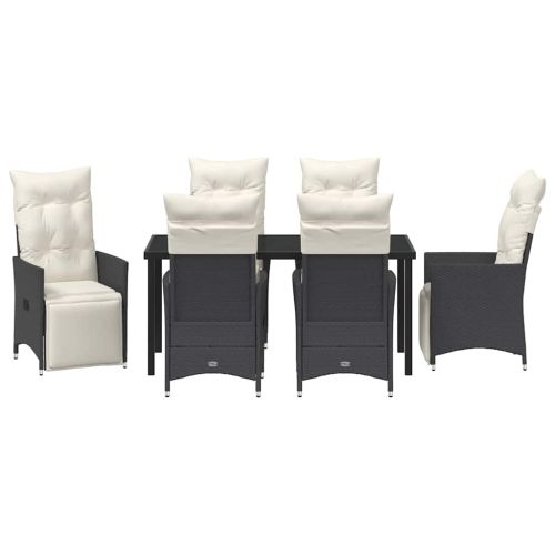 Комплект за хранене в градината 7 pcs Черно полиратан